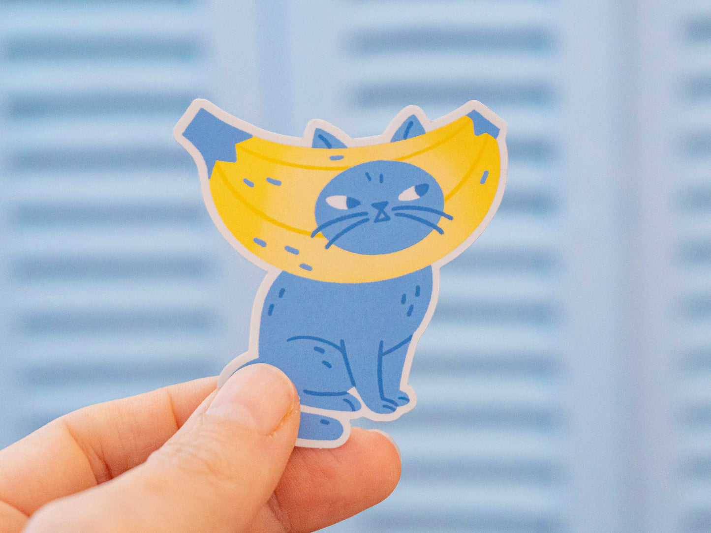Blue Banana Cat Sticker