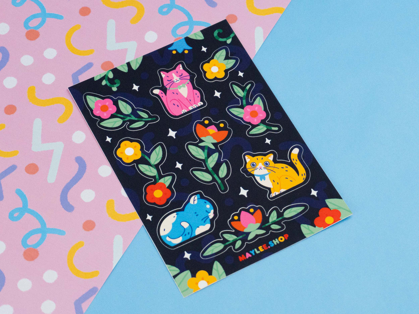 Cats and Flowers Sticker Sheet