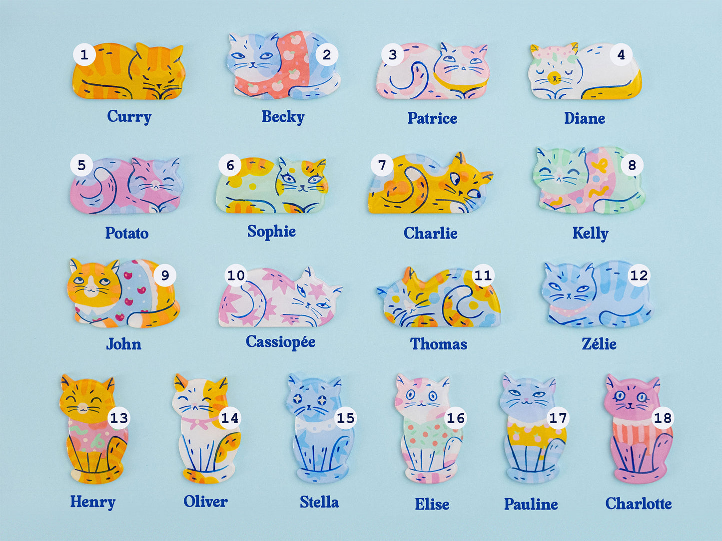 Painted Cat Magnets & Pins