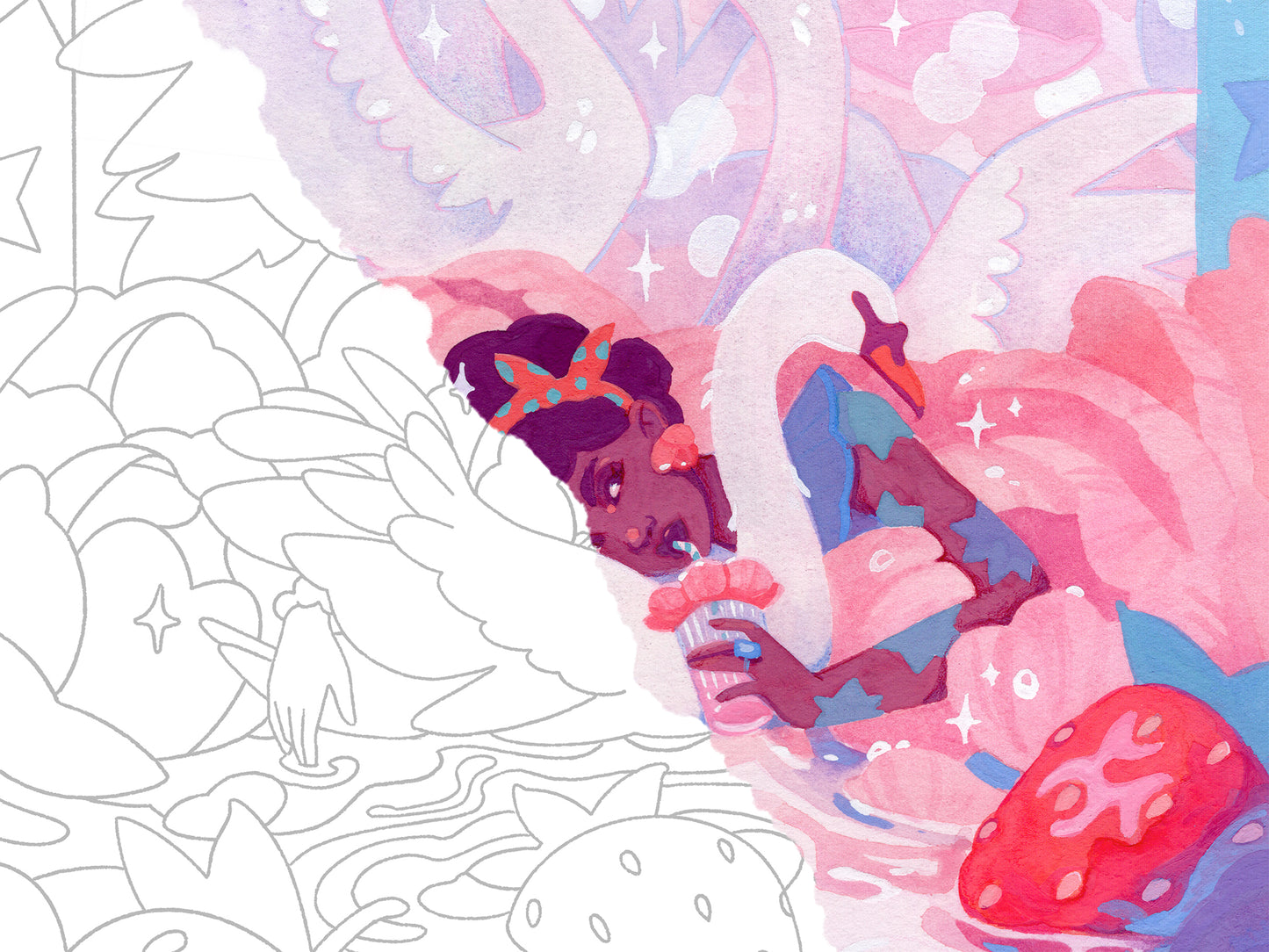 Lait Fraise - Page de coloriage