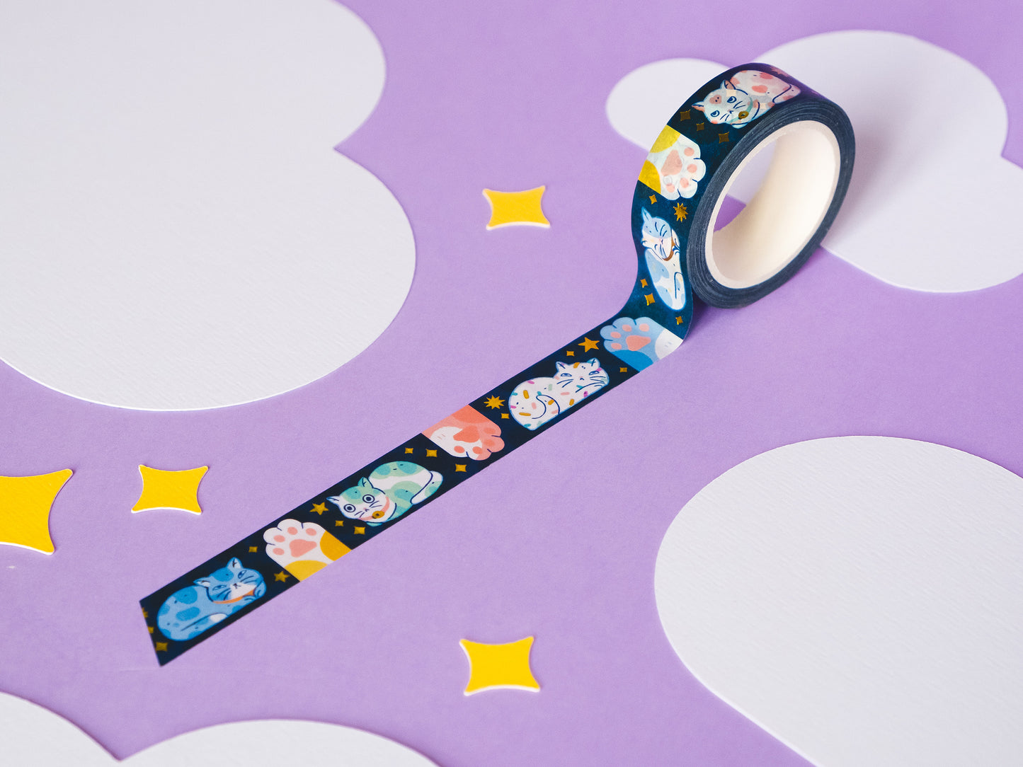 Washi Tape Chat...avec du doré !