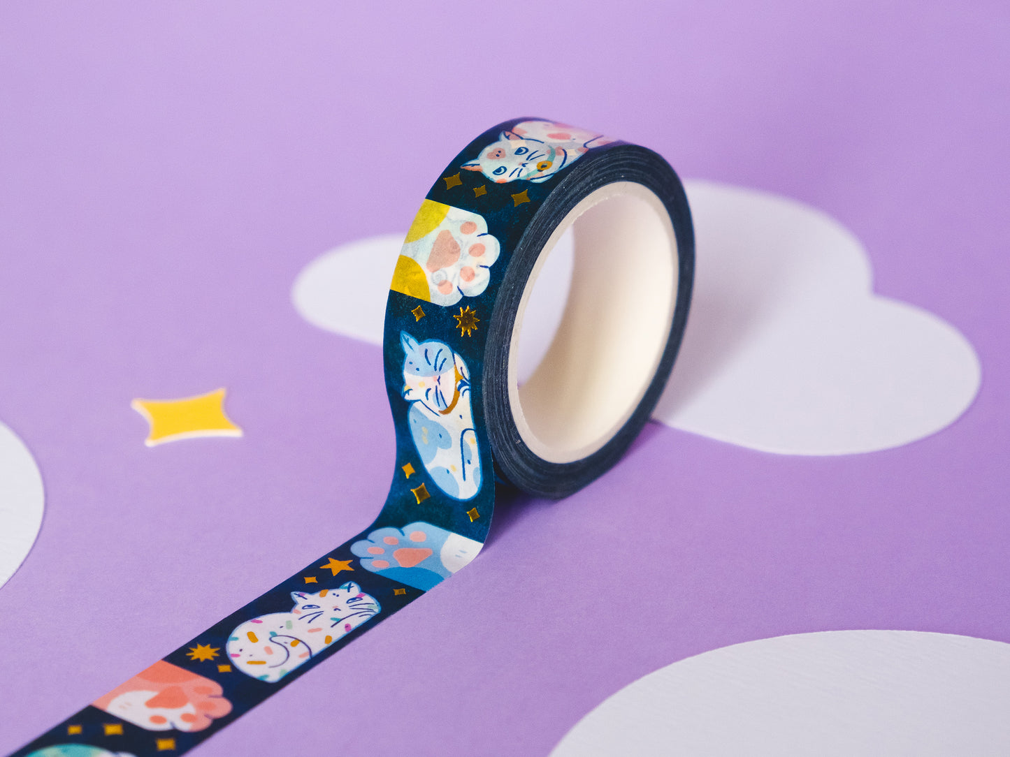 Washi Tape Chat...avec du doré !