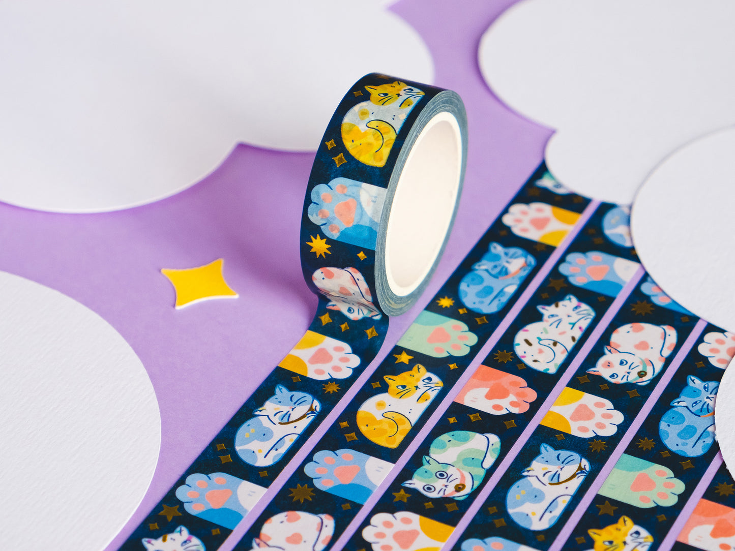 Washi Tape Chat...avec du doré !