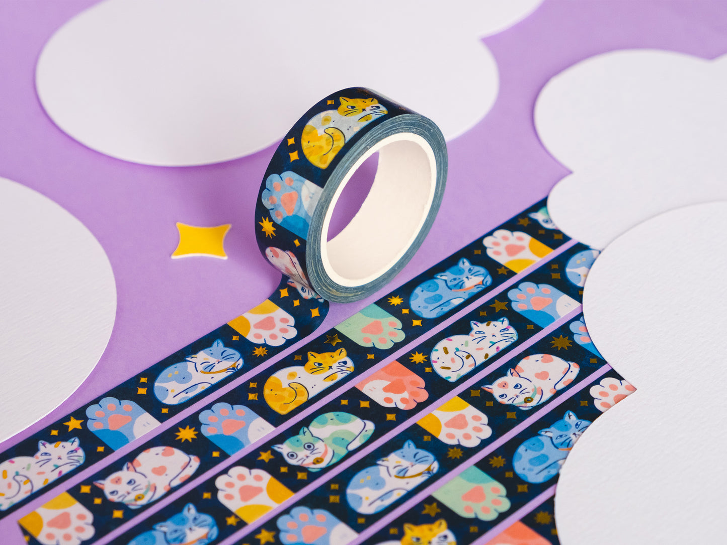 Washi Tape Chat...avec du doré !