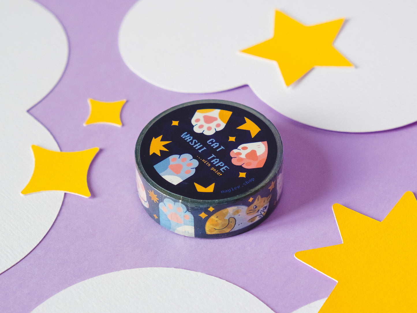 Washi Tape Chat...avec du doré !