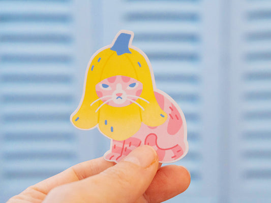 Pink Banana Cat Sticker