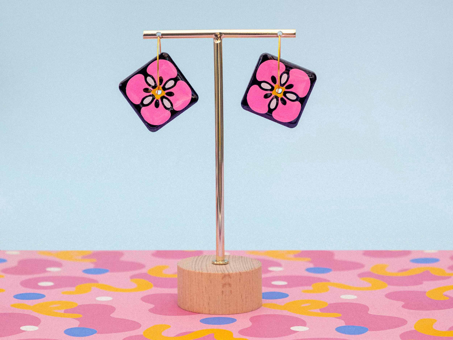 Boucles d'oreilles Carrés Floraux