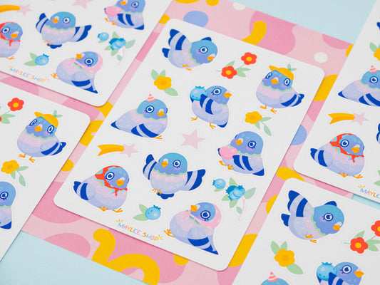 Planche de stickers pigeons