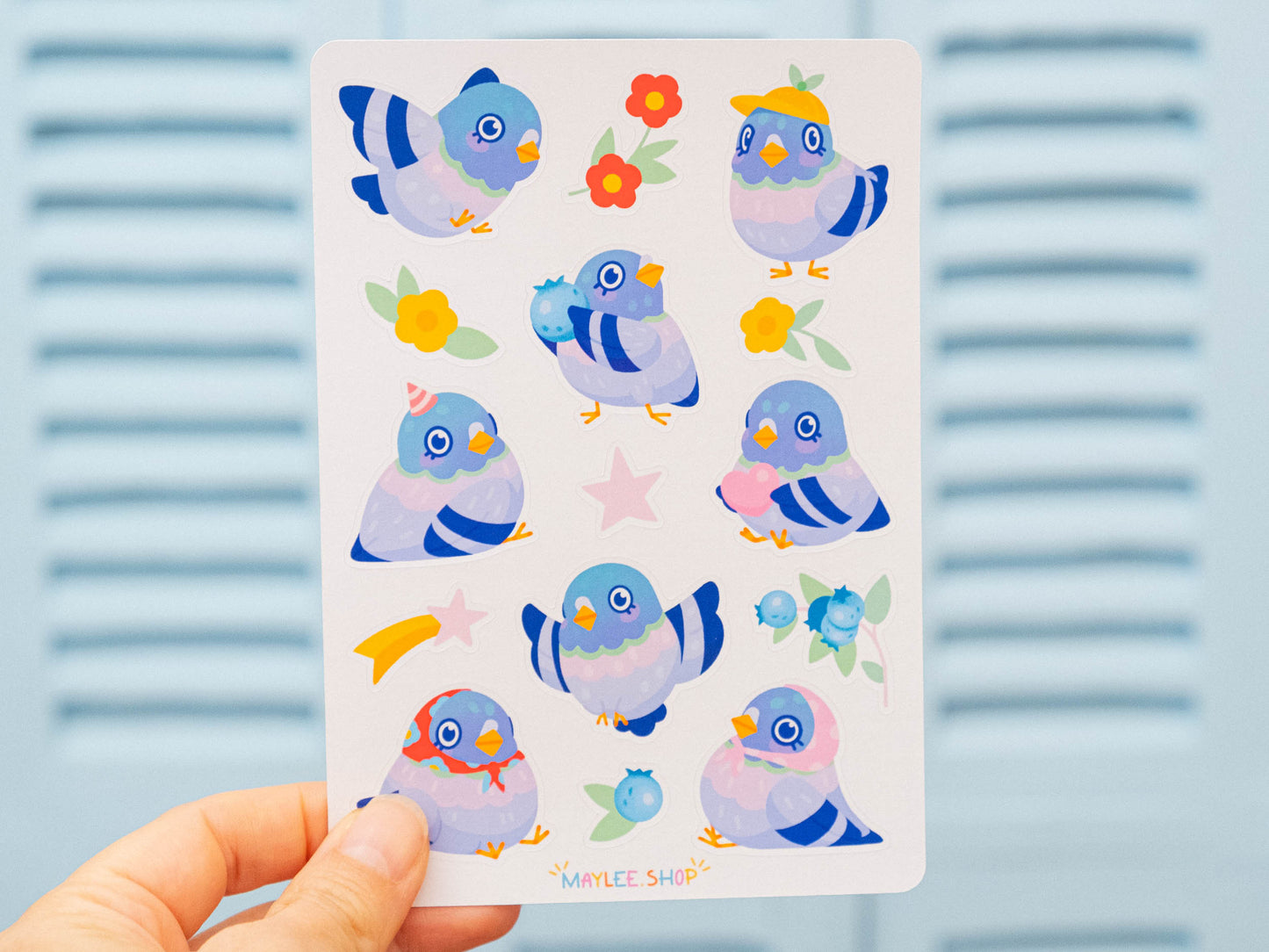 Planche de stickers pigeons