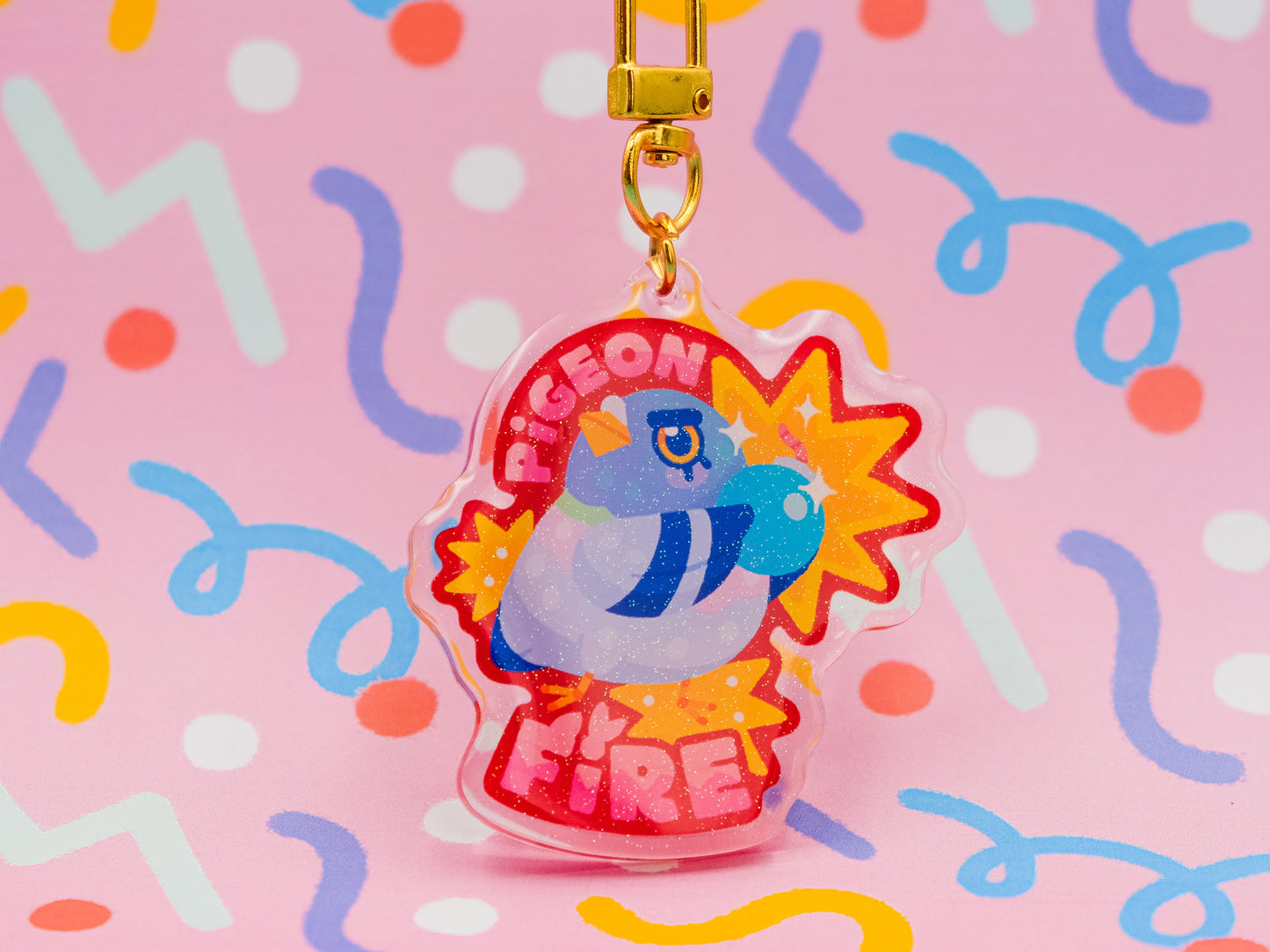 Pigeon Fire Keychain
