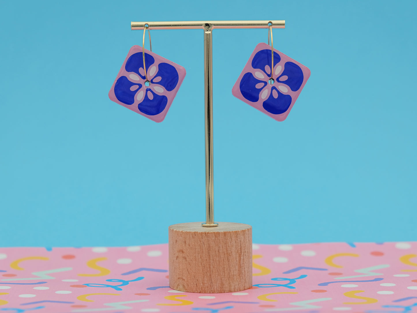 Boucles d'oreilles Carrés Floraux
