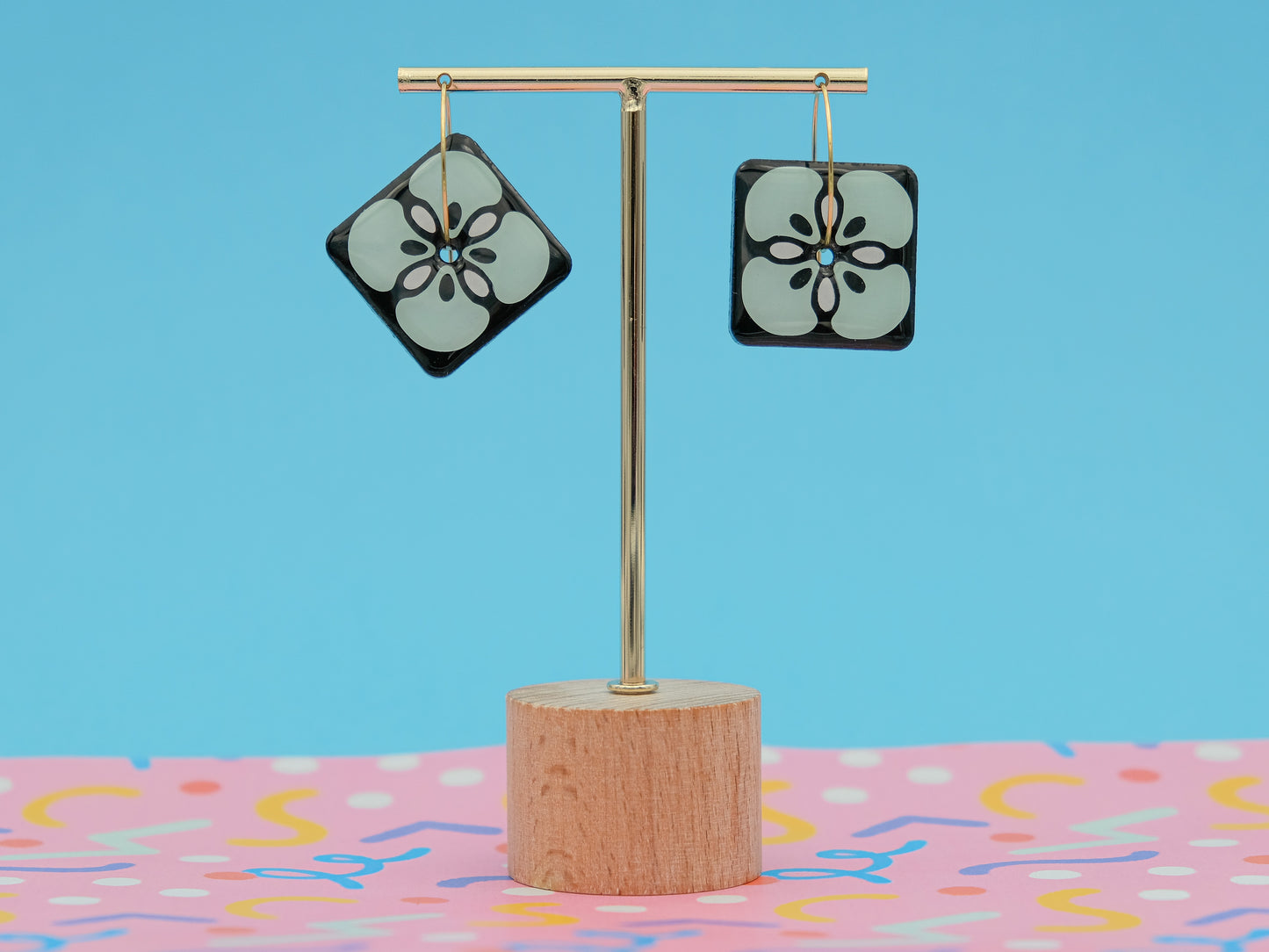 Boucles d'oreilles Carrés Floraux