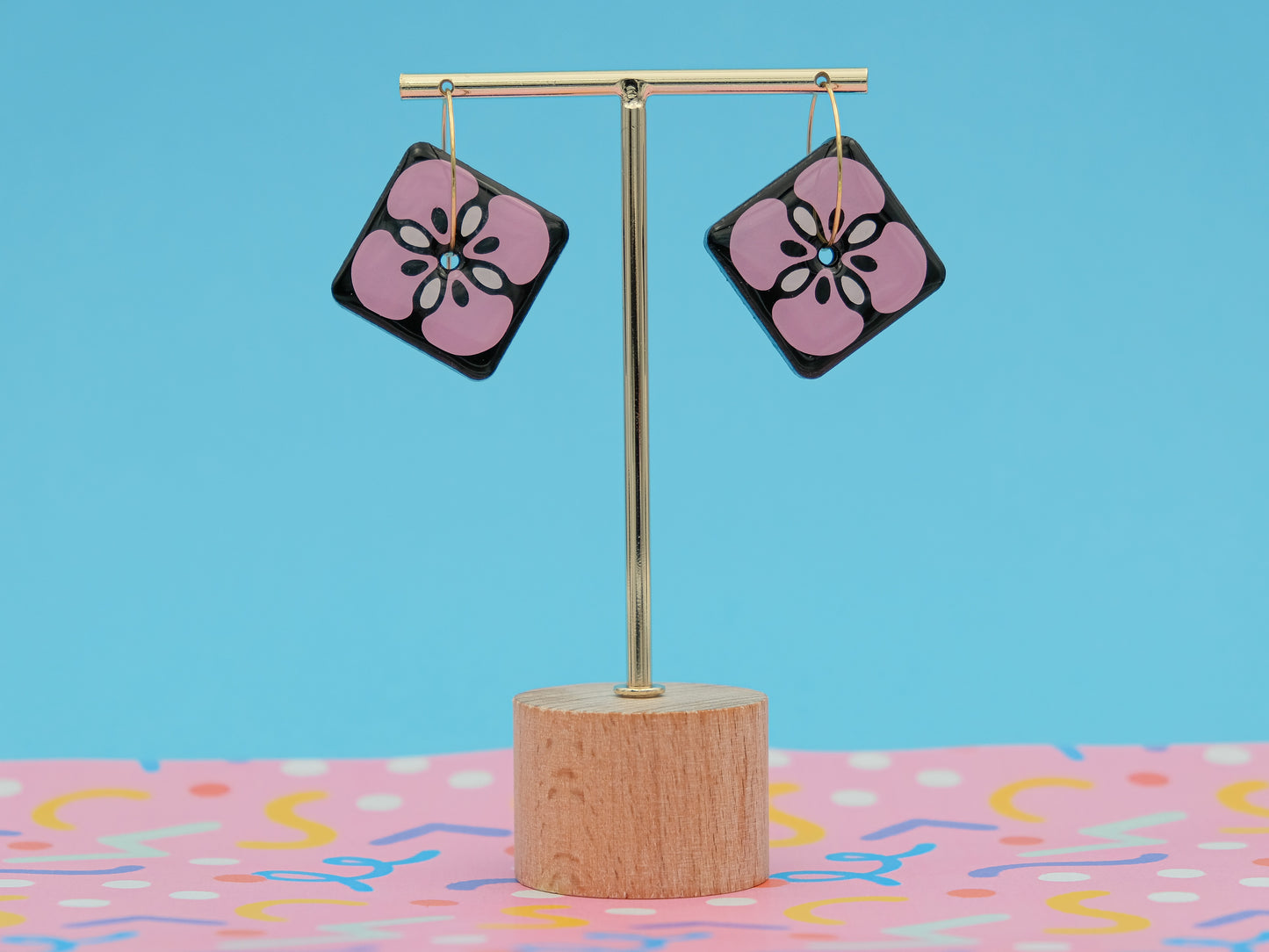 Boucles d'oreilles Carrés Floraux