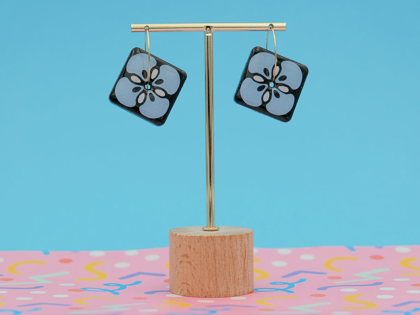Boucles d'oreilles Carrés Floraux