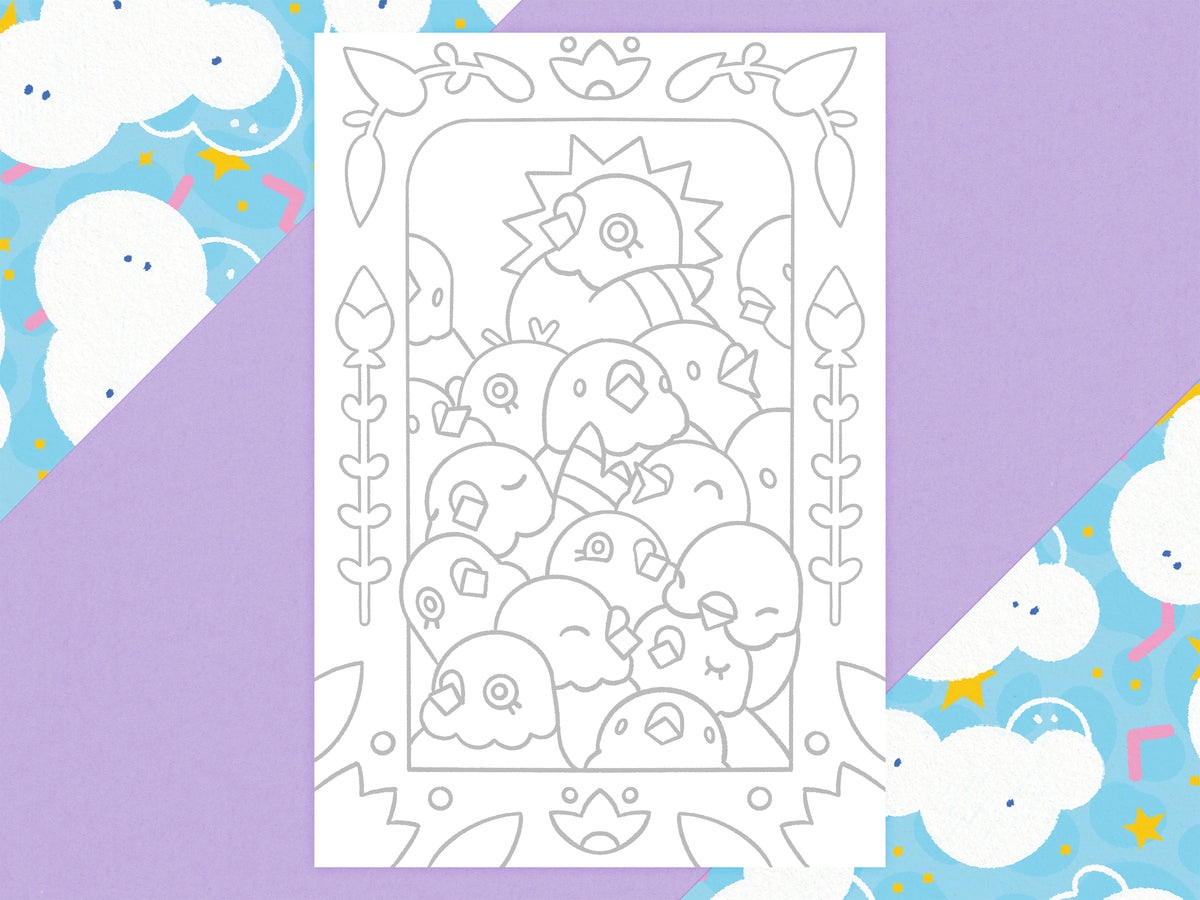 Pigeon Party - Page de coloriage
