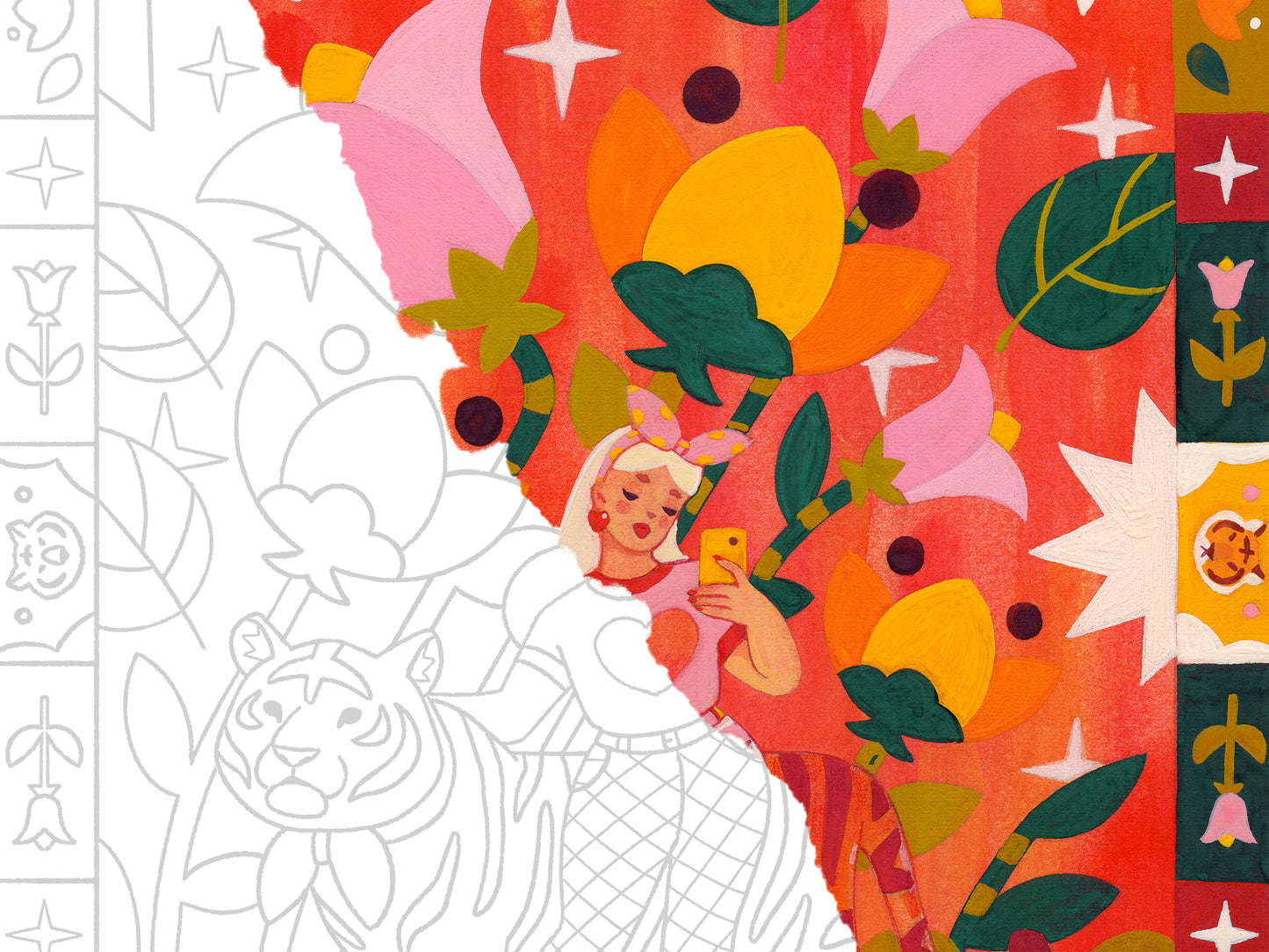 Tiger Charm - Coloring Page
